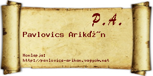 Pavlovics Arikán névjegykártya